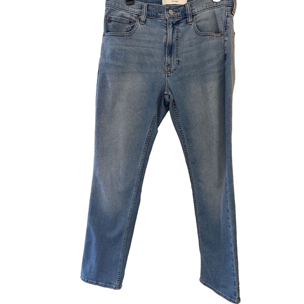 Lot 2 Hollister Mens 32x30 Slim Straight Jeans Blue Medium Wash Stretch Denim - Picture 2 of 7